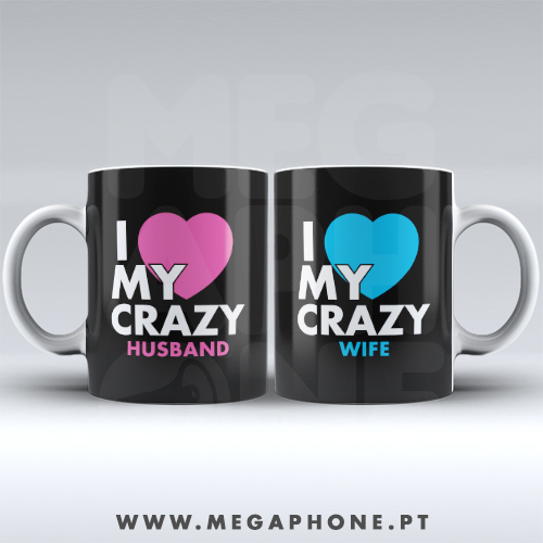 Conjunto Canecas Crazy Wife Husband